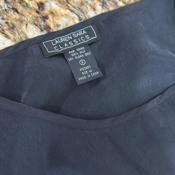 Lauren Sara Classics Vintage Silk Black Round Neck Tank Top Size M - Picture 4 of 6